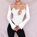 Chic Women's Bodysuit with Deep V-Neck and Flared Sleeves