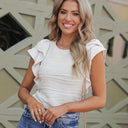 Textured Ruffle Women's Blouse Top