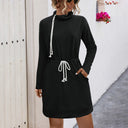 Stylish Women's Dress with Adjustable Drawstring and Handy Pockets