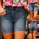 Women's High-Waisted Denim Shorts with Elastic Waistband