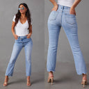 Chic Women's Frayed Hem Jeans with Trendy Distressed Style