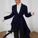 Asymmetrical Cut Women's Blazer Jacket with Belt