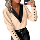 Chic V-Neck Blouse with Puff Sleeves for Women