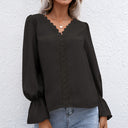 Chic Lace Detail Blouse with Ruffled Sleeves