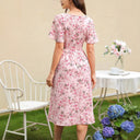 Floral Wrap Dress with Waist Belt for Women