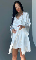 Elegant Satin Nightdress with Lace & Kimono Cape