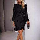 Chic Cocktail Dress with Puff Sleeves for Women