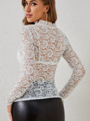 Ladies' Lace Blouse with Ruffle Accents