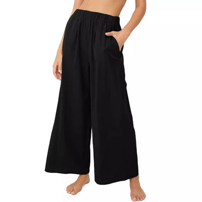 Women's Wide-Leg Pants with Elastic Waist & Pockets