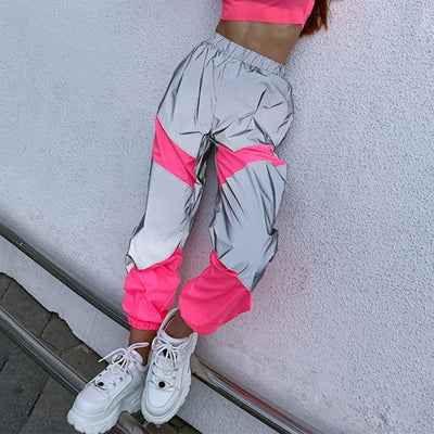 Reflective Women's Cargo Pants with Elastic Waist