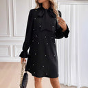Chic Women's Bow Collar Polka Dot Dress