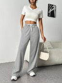 Elastic Waist Loose Fit Women's Leisure Pants