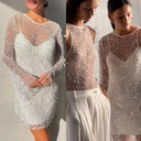 Sequined Long Sleeve Evening Dress for Women