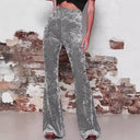 High Waist Glitter Flared Pants for Women