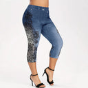 Floral Print Women's Leggings with Elastic Waist