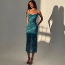 Chiffon Midi Dress with Spaghetti Straps for Women
