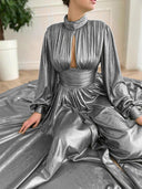 Chic Maxi Dress with Pleated Design for Fall