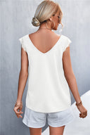 Charming Women's V-Neck Blouse with Lace Trim