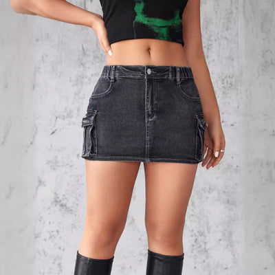 Chic Women's Denim Skirt with Stylish Pockets