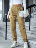 Sporty Women's Cargo Pants with Elastic Waist and Convenient Pockets