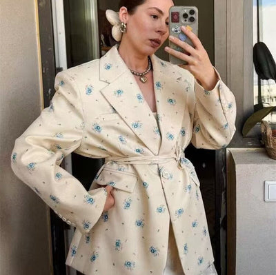 Floral Print Women's Blazer with Structured Fit
