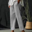 Women's Striped Design Pants with Adjustable Waistband