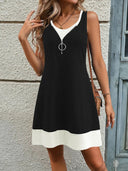 Chic Sleeveless Summer Dress with Zipper Accents