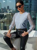 Chic Blouse with Sheer Puff Sleeves and Dots