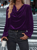 Chic Viscose Blouse with Waterfall Neckline for Women