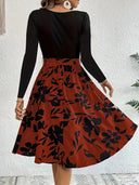 Floral Midi Dress with Smocked Bodice