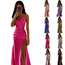 Chic Maxi Dress with High Slit and Draped Design