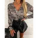 Leopard Print Button Blouse for Women