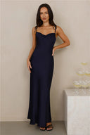 Chic Satin Maxi Dress with Adjustable Straps for Women
