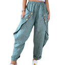 Chic Women's Linen Pants with Stylish Button Accents