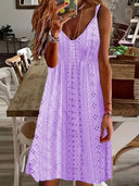 Women's V-Neck Eyelet Summer Dress