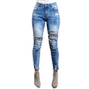 Trendy Women's Destroyed Jeans with Unique Animal Prints