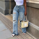 High Waist Distressed Women's Denim Jeans