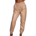 Stylish Faux Leather Jogging Pants for Women
