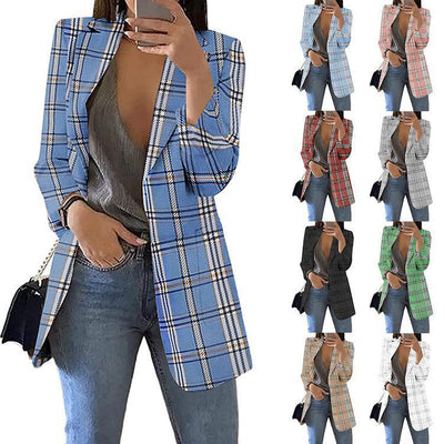Chic Women's Checked Blazer with Contemporary Design