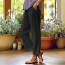 Women's Wide-Leg Linen Trousers with Pockets