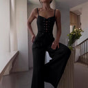 Chic Women's Corset Blouse with Lacing Design