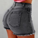 High-Waisted Frayed Hem Denim Shorts for Women