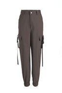 Women's Elastic Waist Cargo Pants with Side Pockets