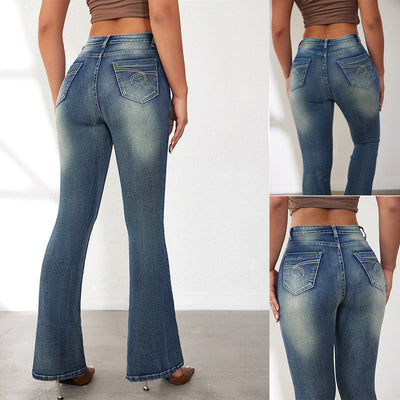 Retro High-Waisted Flared Jeans for Women
