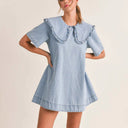 Women’s Denim Dress with Elegant Ruffle Detailing