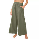 Women's Wide-Leg Pants with Elastic Waist & Pockets