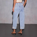 Chic Women’s Boyfriend Jeans with Cuffed Waistband