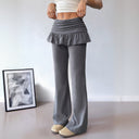 Chic Flared Ruffle-Detail Women's Trousers
