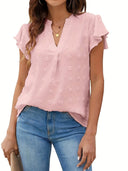Chic Women's Blouse with Statement Sleeves and V-Neck Design
