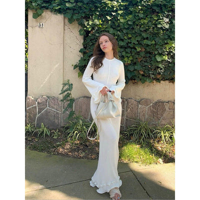 Women's Long Sleeve Maxi Dress with Ruffle Accents